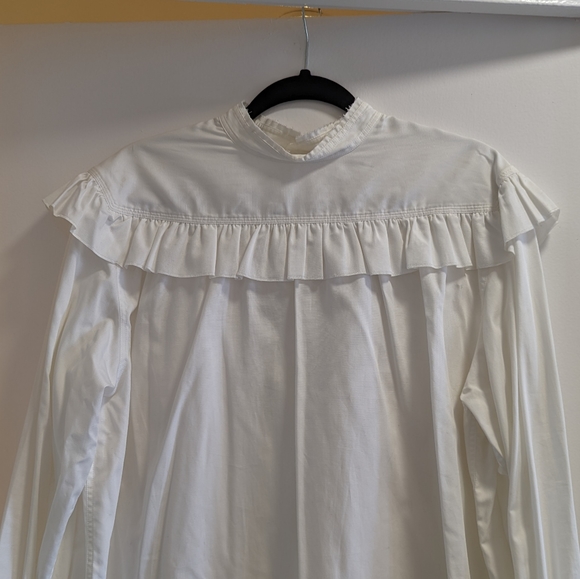 NWT Helmut Lang White Ruffle Shirt - Button-Up Back - Sz L - SOLD OUT - Picture 5 of 9
